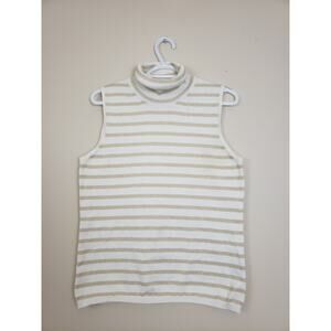 Y2K Premise Sweater Turtleneck Size L Sleeveless Stripe Metallic Office Siren